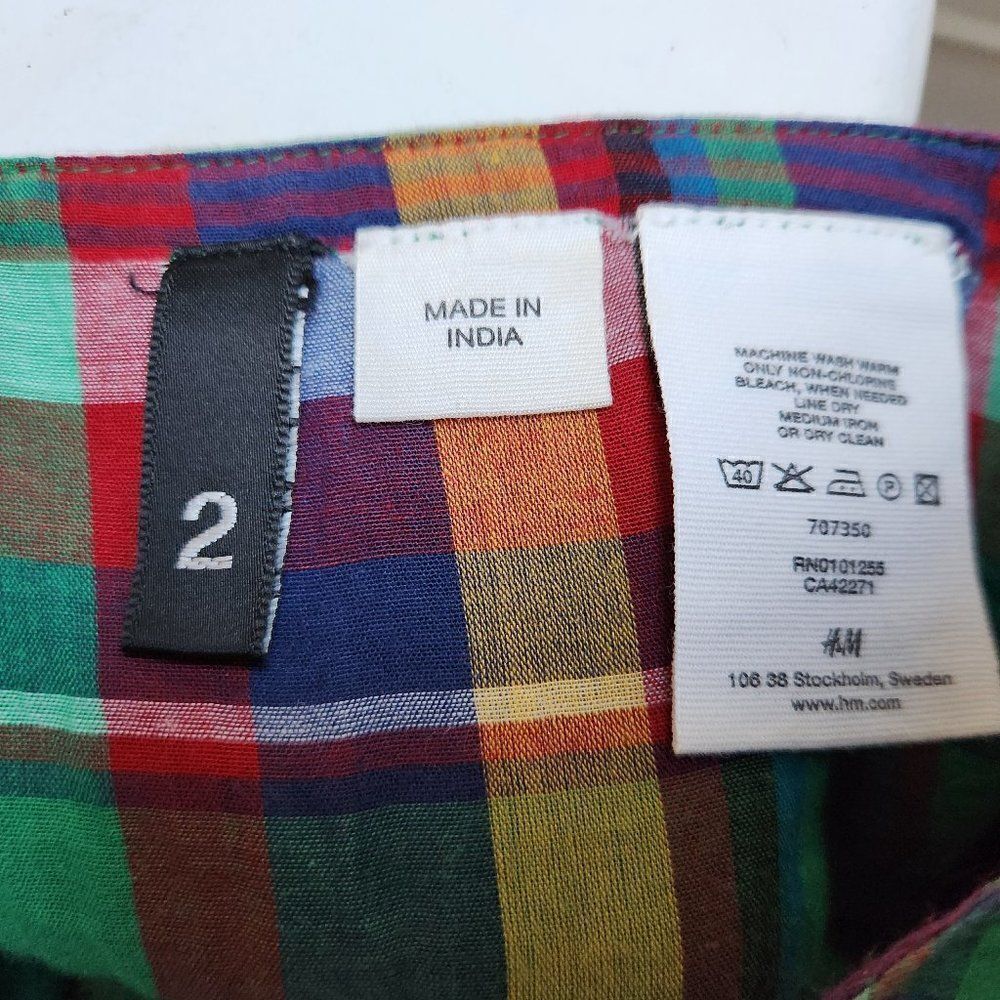H&M Patchwork Plaid Midi Skirt A-Line Cottagecore Preppy Size 2⭐️Host Pick⭐️ - Picture 7 of 7